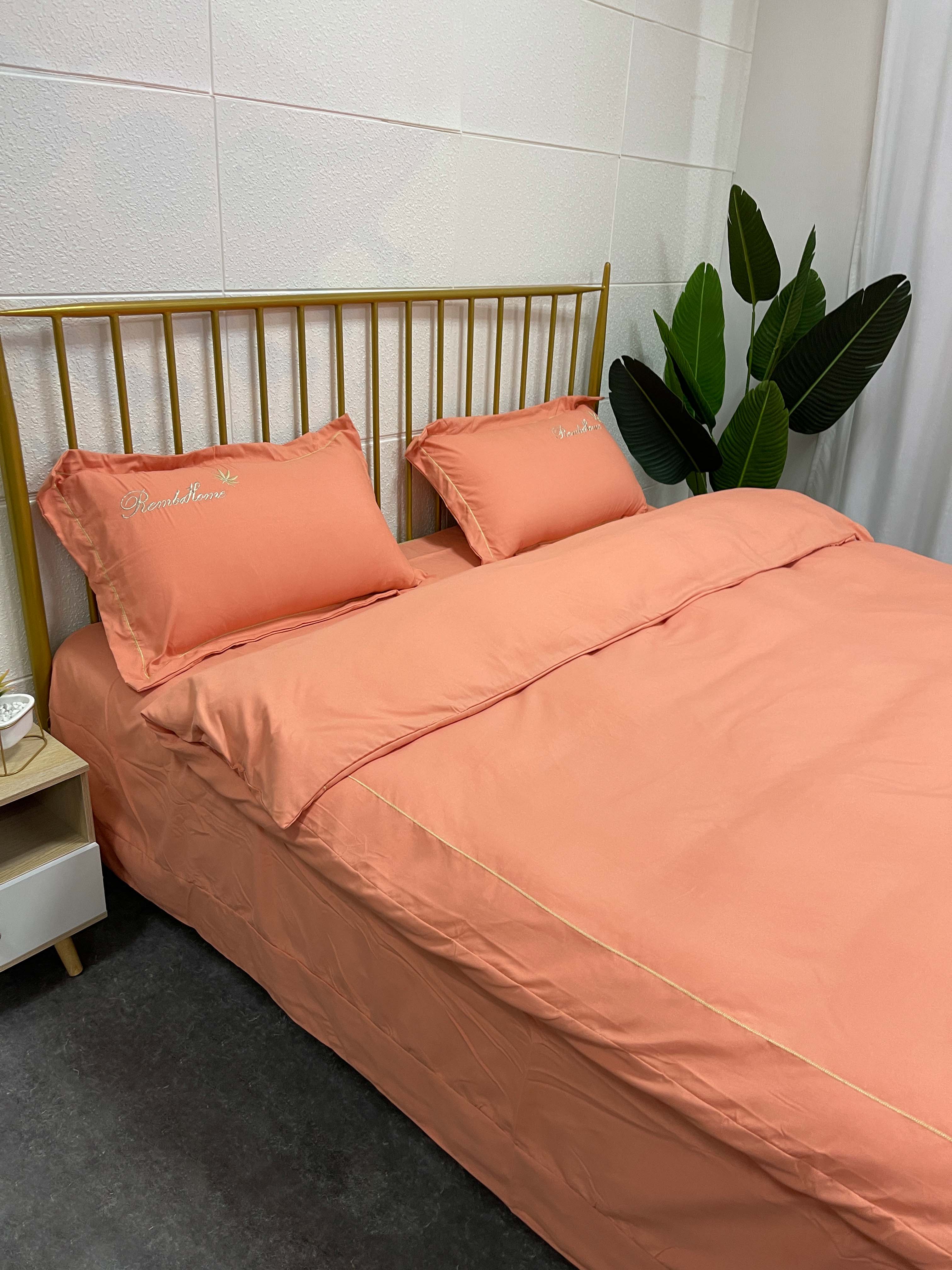 91家纺网 家纺一手货源 找家纺 靓生活2022新款磨毛刺绣四件套轻奢风 伯尔曼-西洋桔