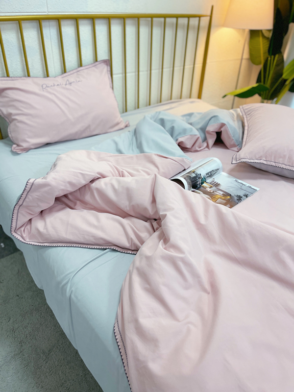 91家纺网 家纺一手货源 找家纺 艾莱2023新款A类新疆长绒棉加厚柔顺磨毛四件套瑞秋-烟粉