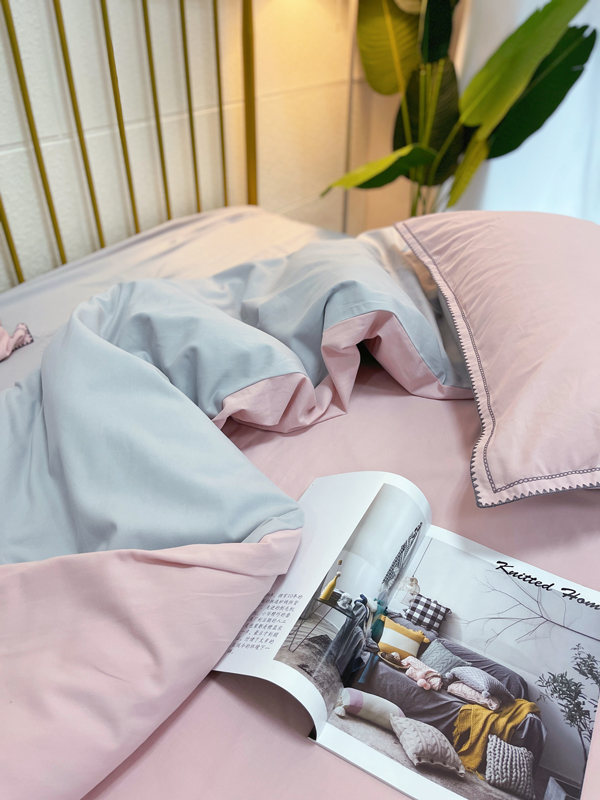 91家纺网 家纺一手货源 找家纺 艾莱2023新款A类新疆长绒棉加厚柔顺磨毛四件套瑞秋-烟粉