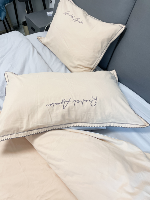 91家纺网 家纺一手货源 找家纺 艾莱2023新款A类新疆长绒棉加厚柔顺磨毛四件套瑞秋-奶咖