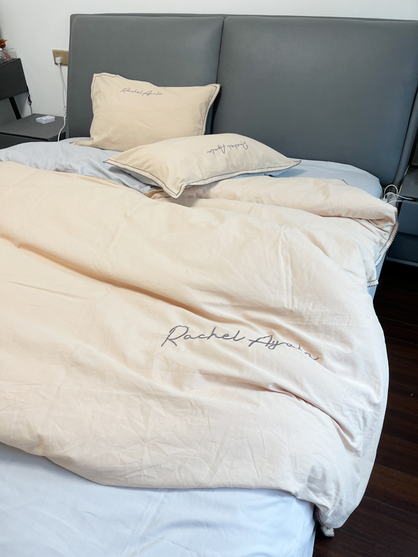 91家纺网 家纺一手货源 找家纺 艾莱2023新款A类新疆长绒棉加厚柔顺磨毛四件套瑞秋-奶咖