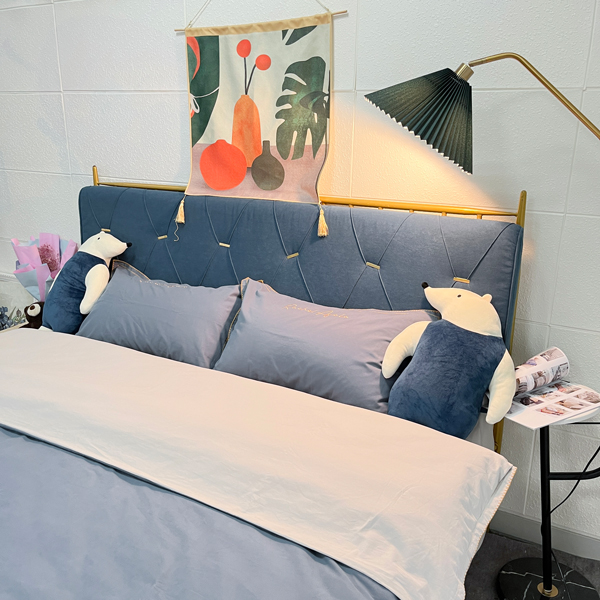 91家纺网 家纺一手货源 找家纺 艾莱2023新款A类新疆长绒棉加厚柔顺磨毛四件套瑞秋-贵族蓝