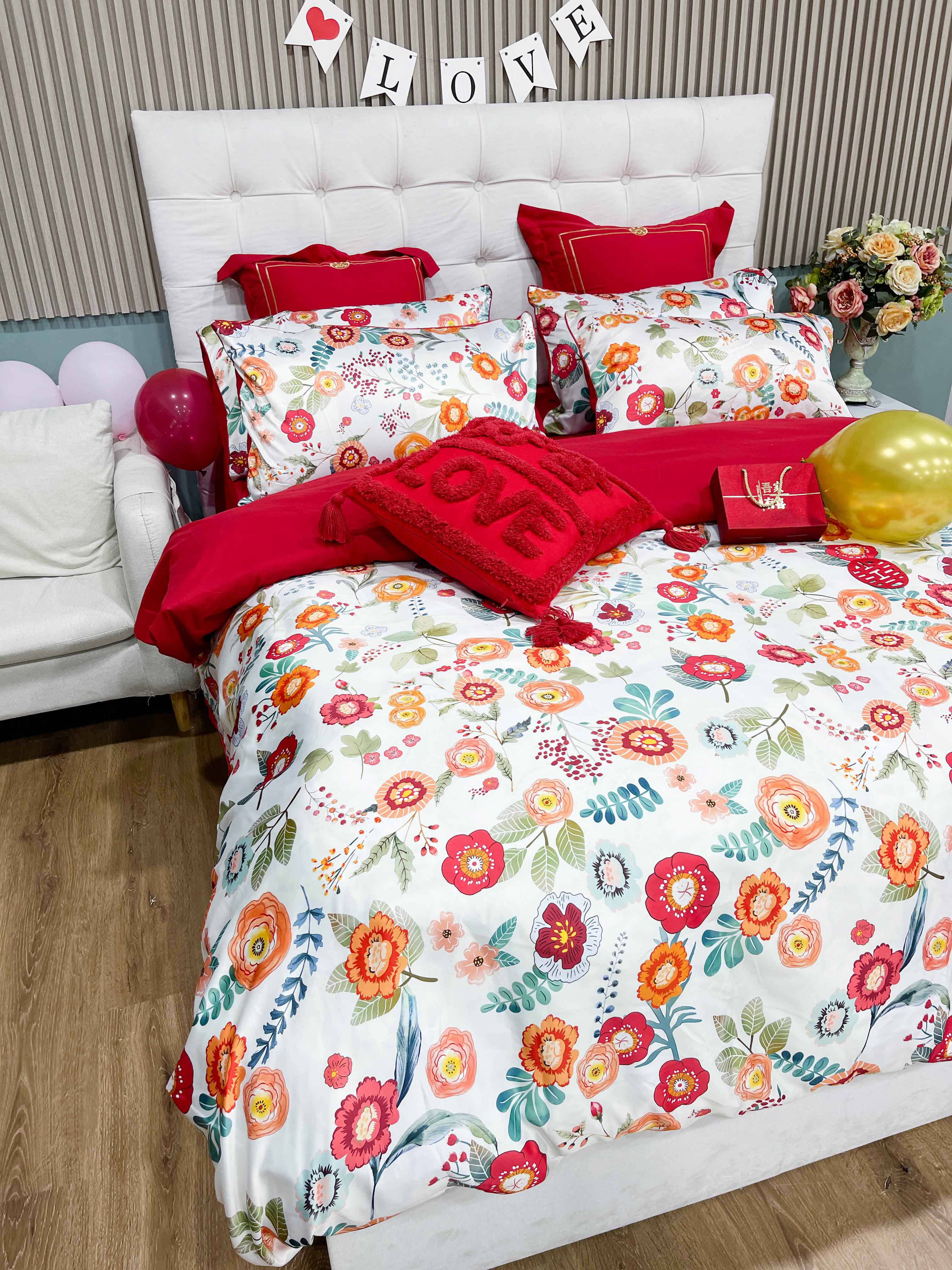 91家纺网 家纺一手货源 找家纺 用心 2022新款数码印花婚庆四件套 秘密花园