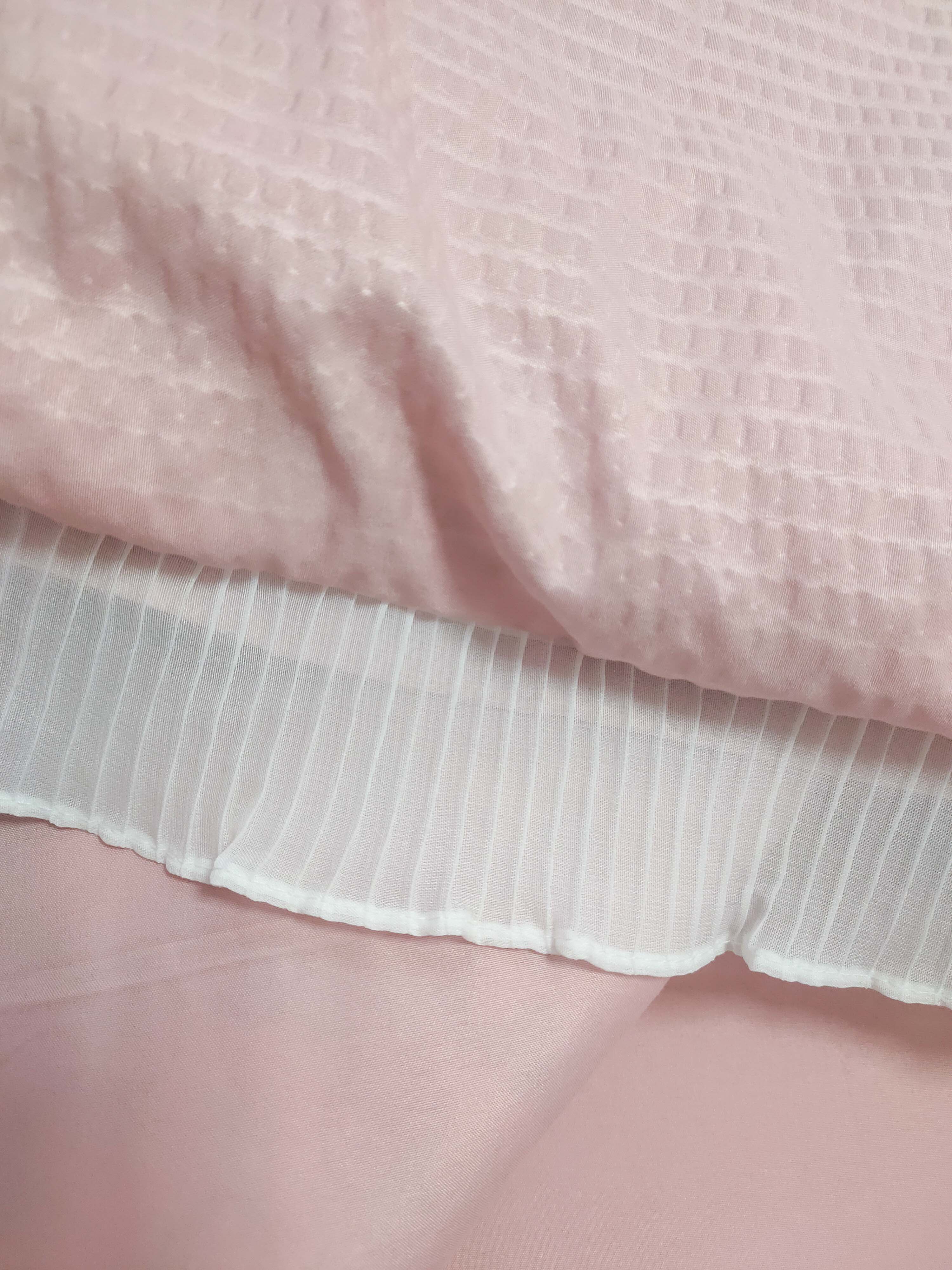 91家纺网 家纺一手货源 找家纺 慕澄家纺 2022新款华夫格雪纺花边四件套 浅豆沙