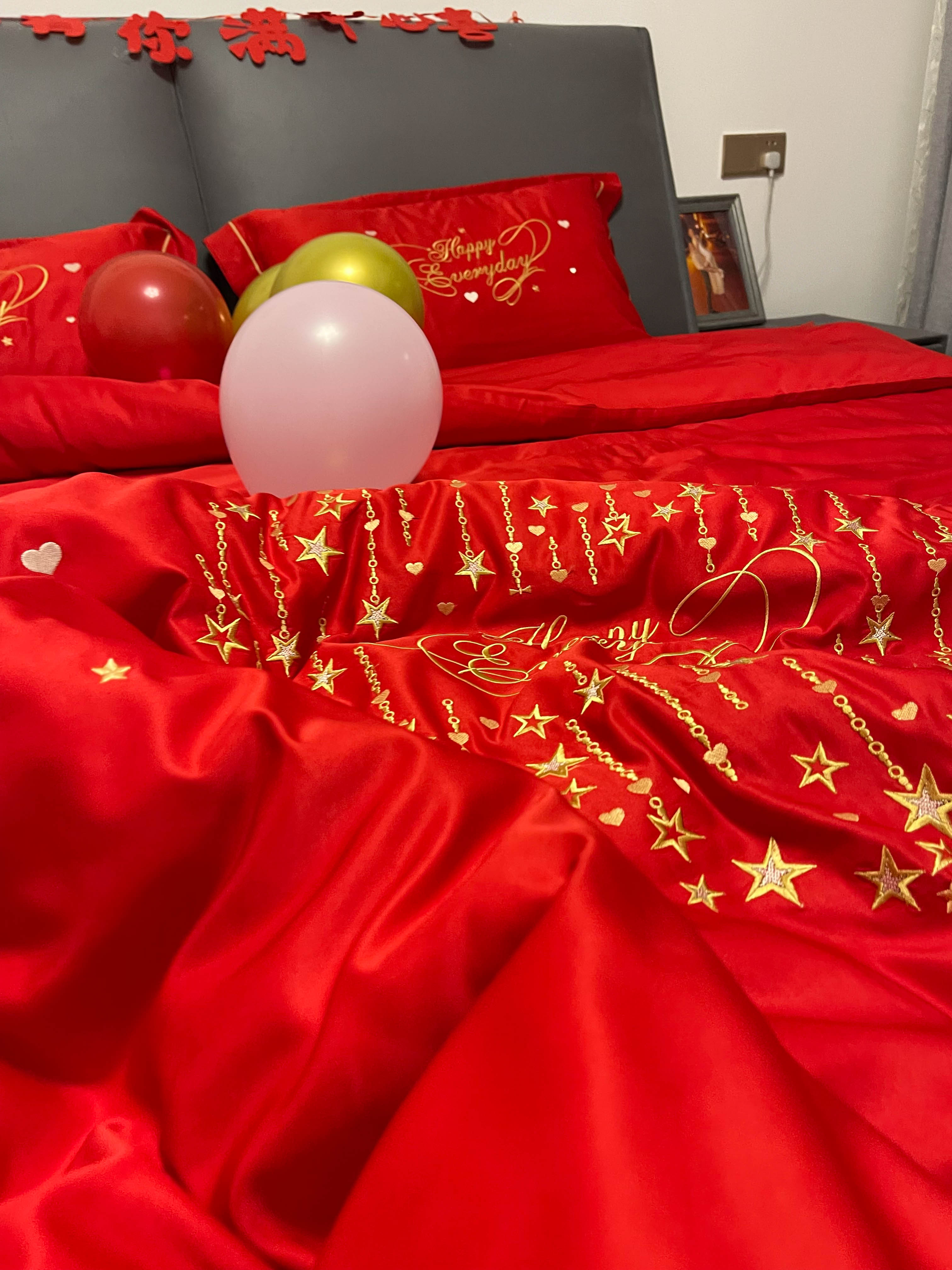 91家纺网 家纺一手货源 找家纺 （总）金麦 2020新款40支13372全棉刺绣婚庆系四件套