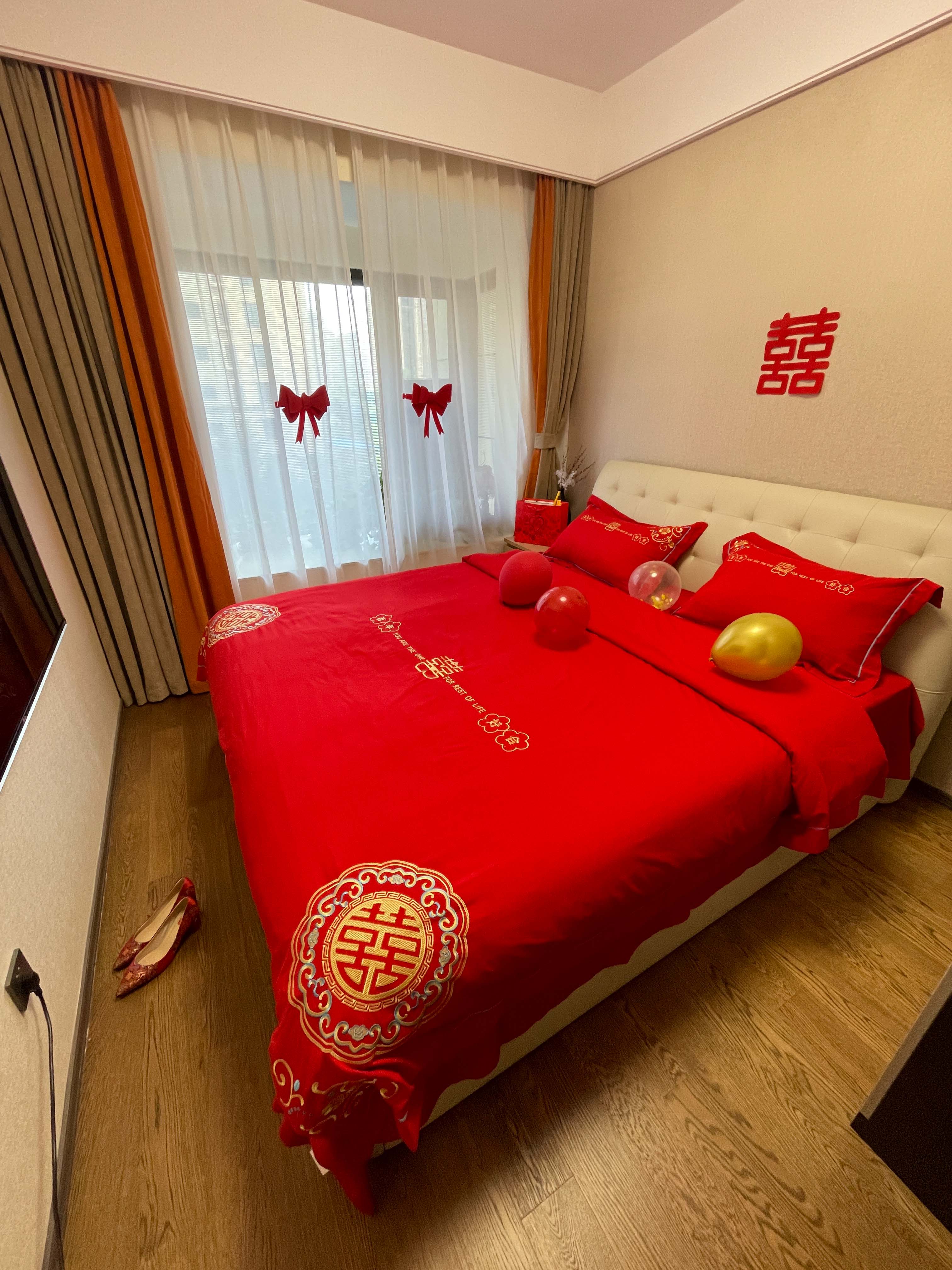 91家纺网 家纺一手货源 找家纺 （总）金麦家纺2022新款婚庆被大红喜被加厚磨毛婚庆四件套