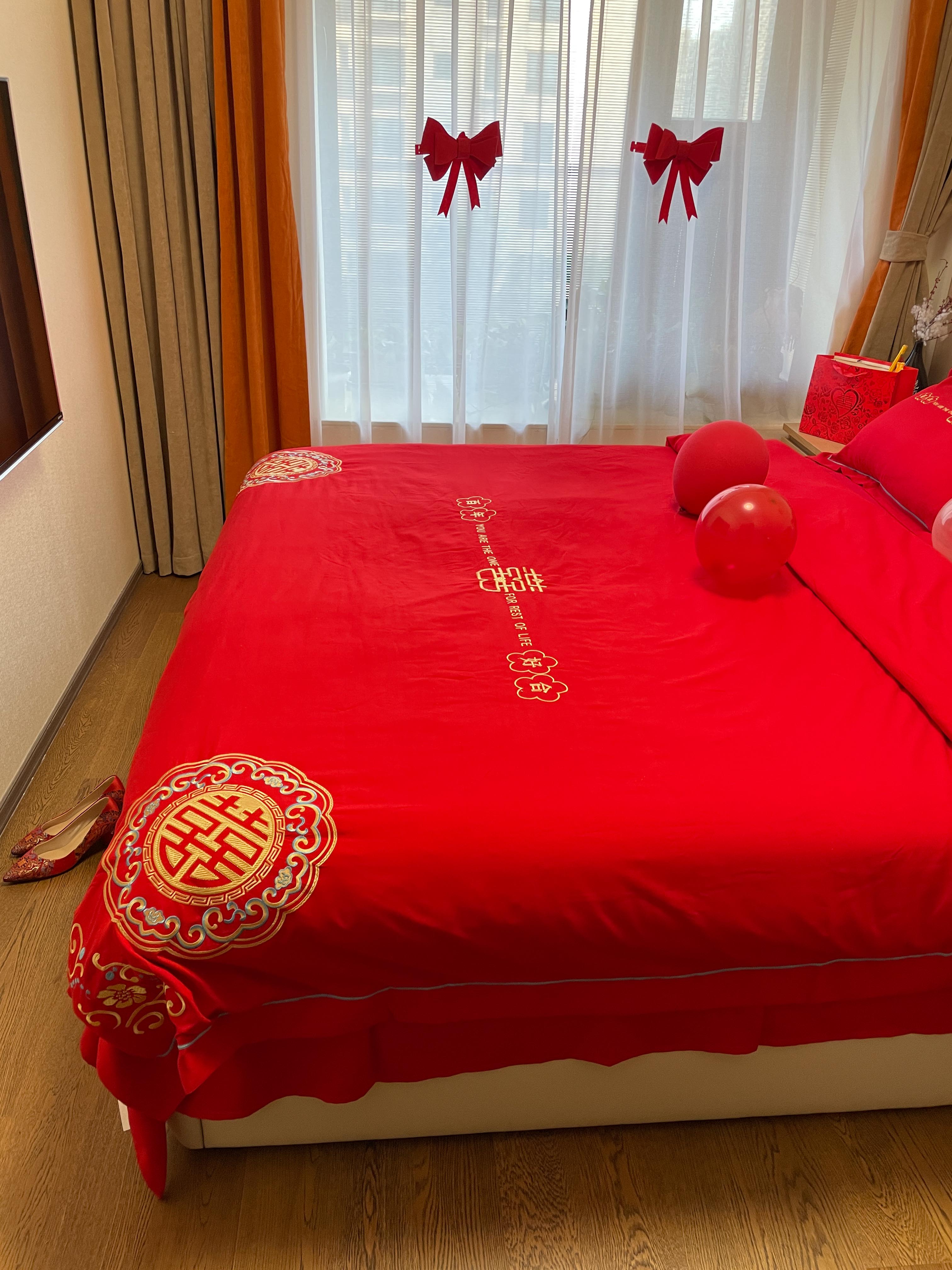 91家纺网 家纺一手货源 找家纺 （总）金麦家纺2022新款婚庆被大红喜被加厚磨毛婚庆四件套