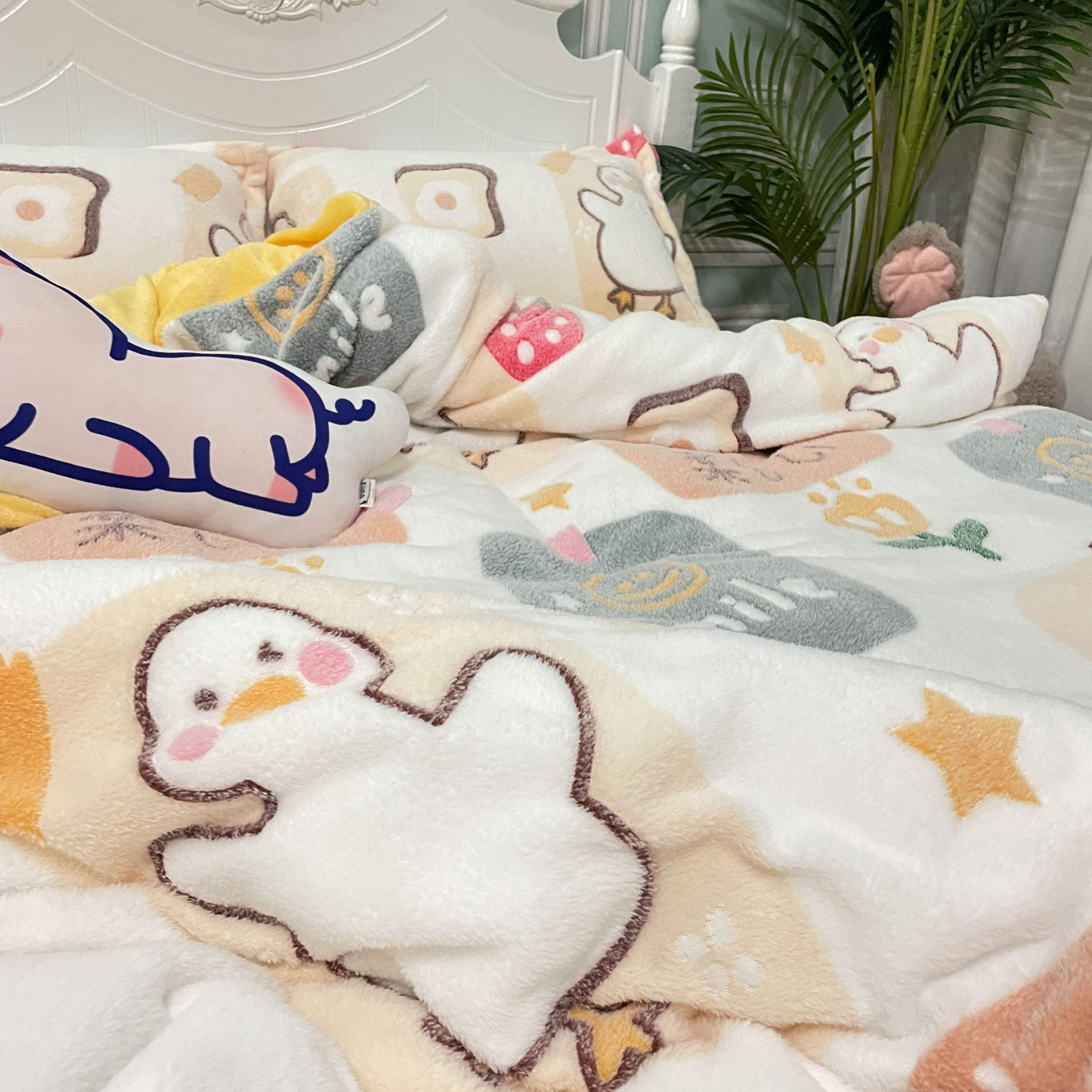 91家纺网 家纺一手货源 找家纺 川悦生活 2024新款立体雪花绒卡通四件套牛奶绒四件套 小鸭故事