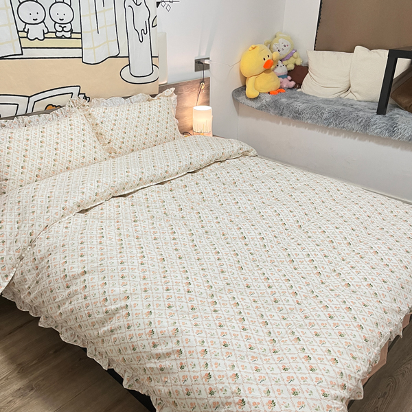 91家纺网 家纺一手货源 找家纺 （总）淑女公社家纺2022新款纯棉双层纱花边款四件套