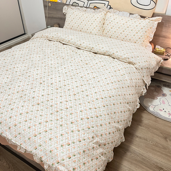 91家纺网 家纺一手货源 找家纺 （总）淑女公社家纺2022新款纯棉双层纱花边款四件套