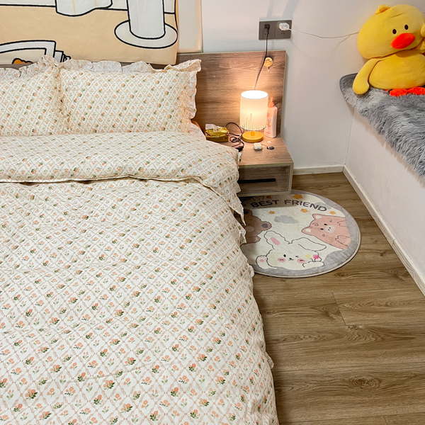 91家纺网 家纺一手货源 找家纺 （总）淑女公社家纺2022新款纯棉双层纱花边款四件套