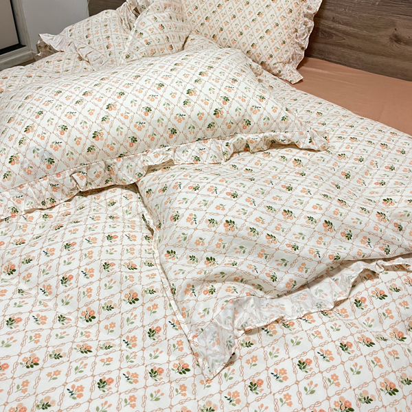 91家纺网 家纺一手货源 找家纺 （总）淑女公社家纺2022新款纯棉双层纱花边款四件套