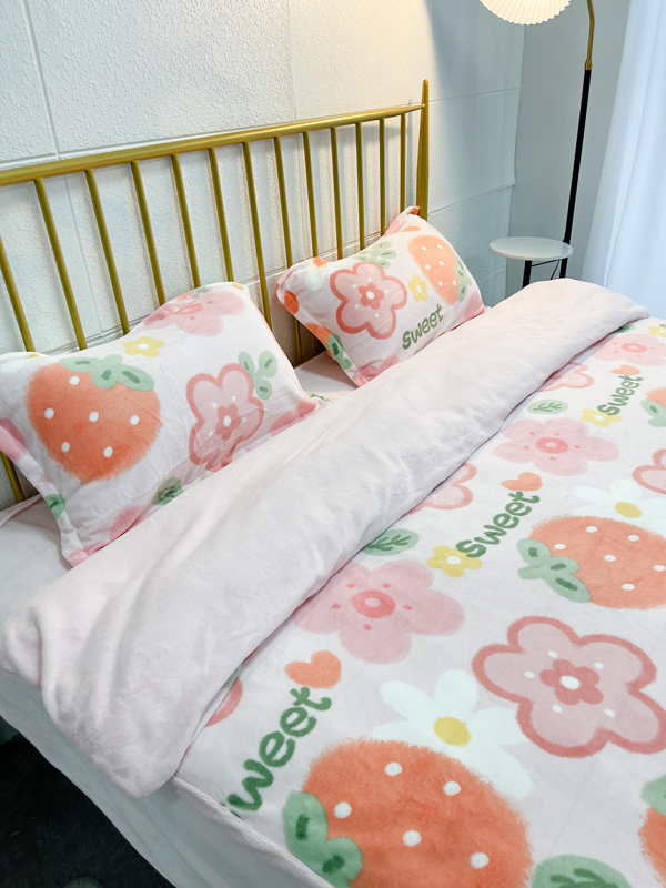 91家纺网 家纺一手货源 找家纺 总 川悦生活 2022直播供货高克重小清新牛奶绒四件套