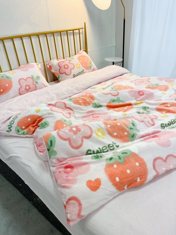 91家纺网 家纺一手货源 找家纺 总 川悦生活 2022直播供货高克重小清新牛奶绒四件套