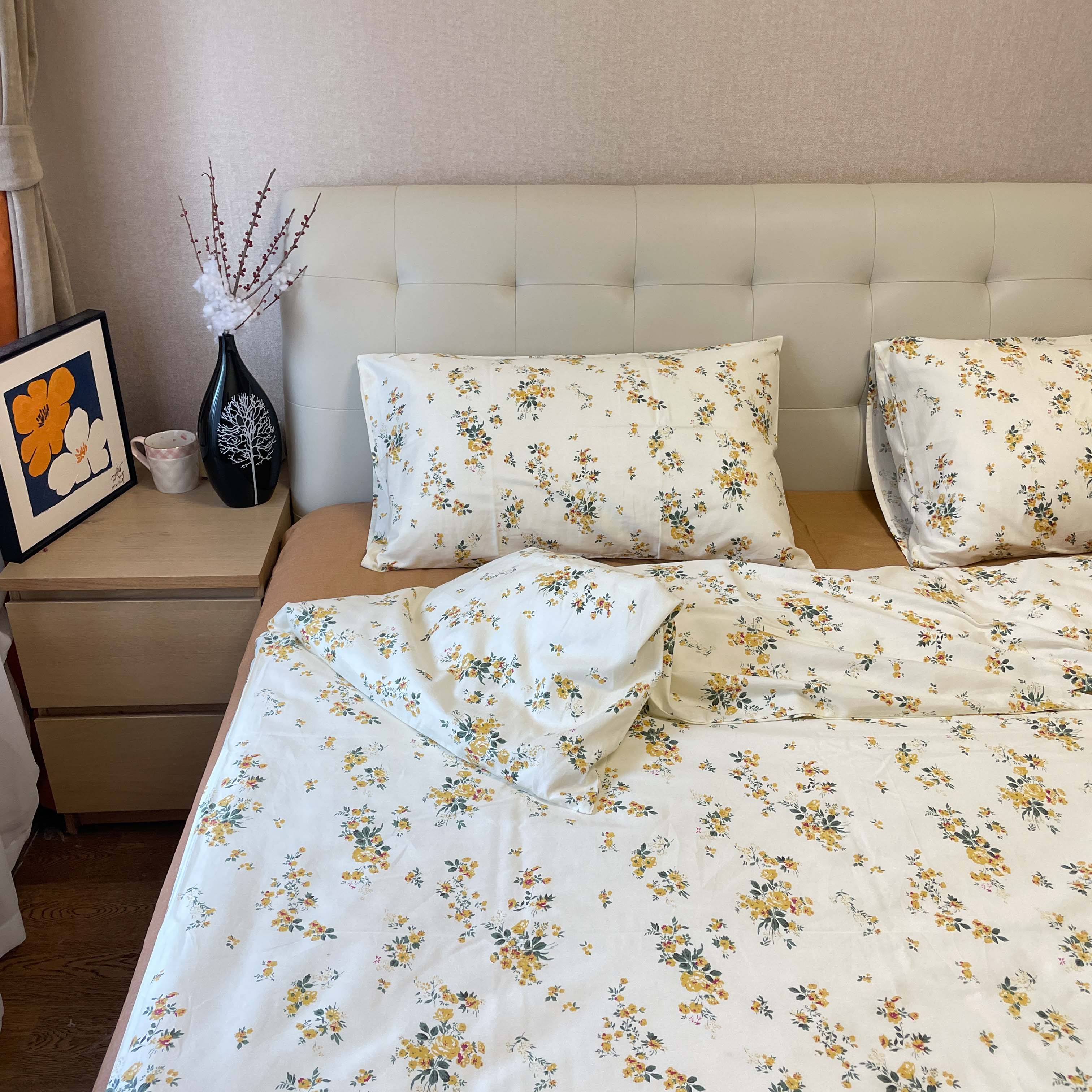 91家纺网 家纺一手货源 找家纺 感遇2022新款纯棉印花四件套 木槿