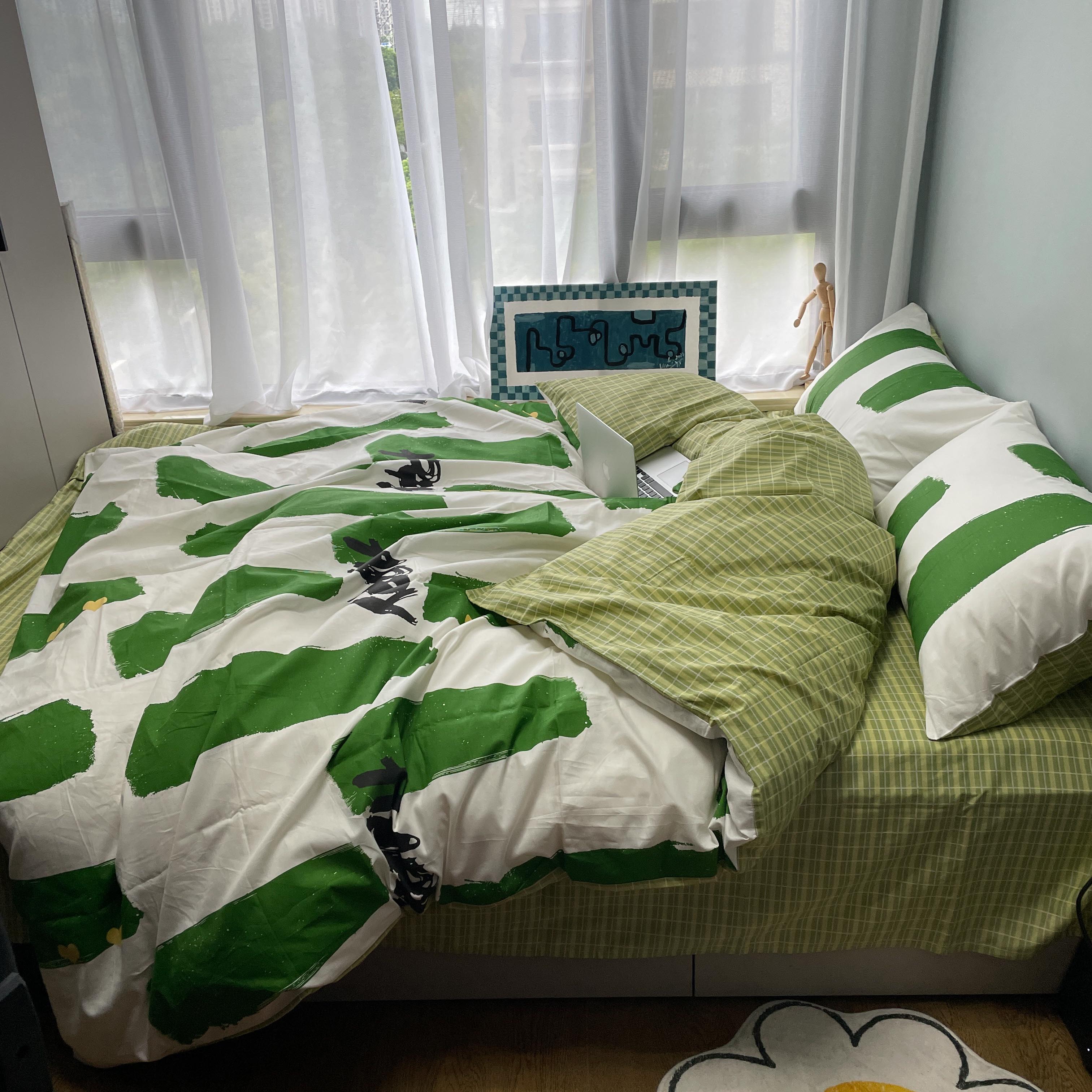 91家纺网 家纺一手货源 找家纺 感遇2022新款纯棉印花四件套 时尚空间