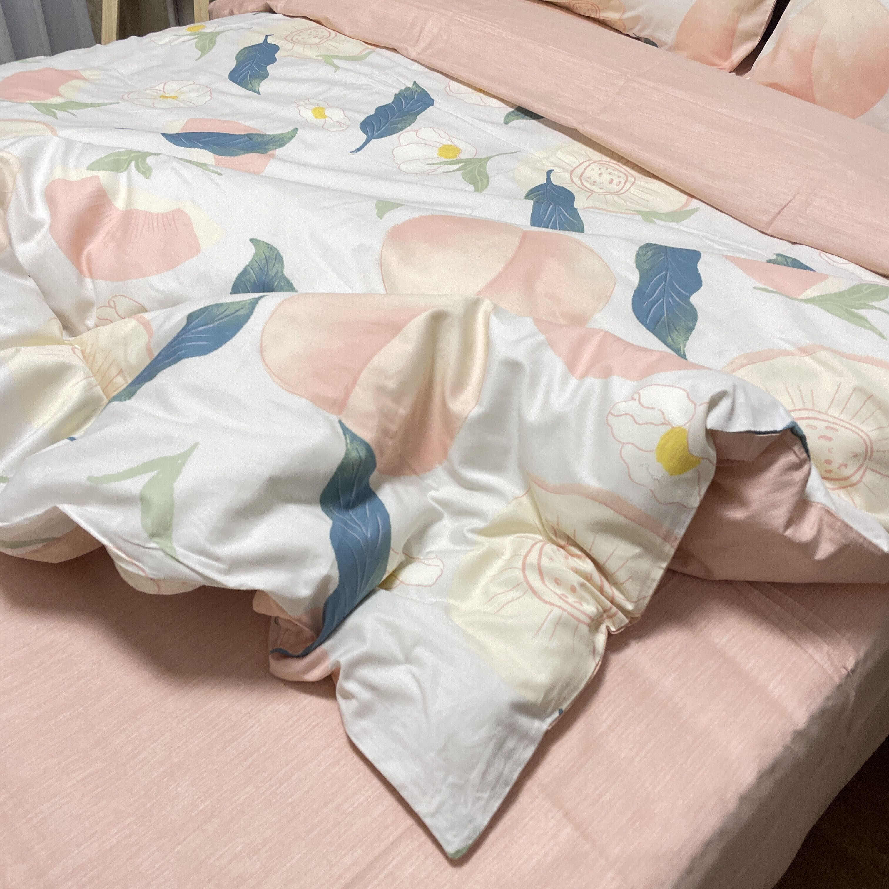 91家纺网 家纺一手货源 找家纺 感遇2022新款纯棉印花四件套 粉嫩桃桃