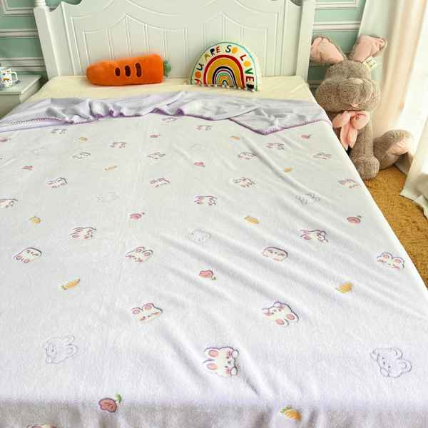 91家纺网 家纺一手货源 找家纺 大米家居 2023新款云朵绒多功能毛毯 彼得兔