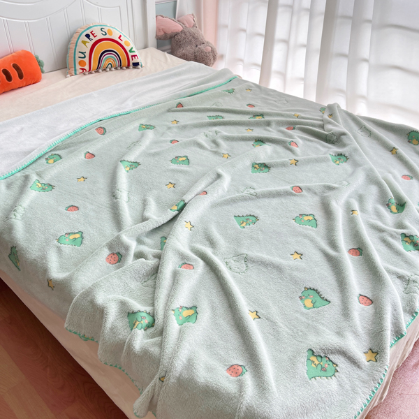 91家纺网 家纺一手货源 找家纺 大米家居 2023新款云朵绒多功能毛毯 恐龙世界