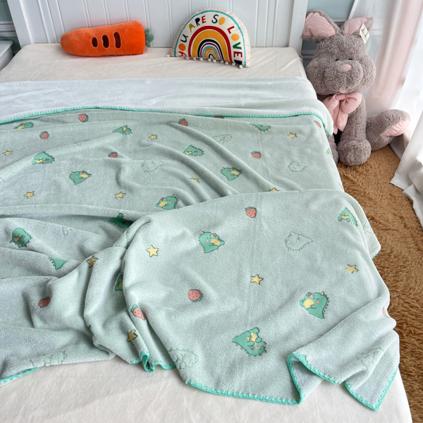 91家纺网 家纺一手货源 找家纺 大米家居 2023新款云朵绒多功能毛毯 恐龙世界