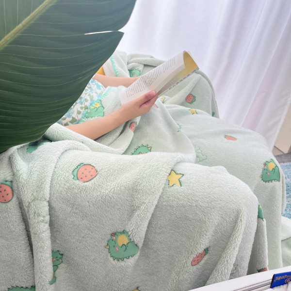 91家纺网 家纺一手货源 找家纺 大米家居 2023新款云朵绒多功能毛毯 恐龙世界