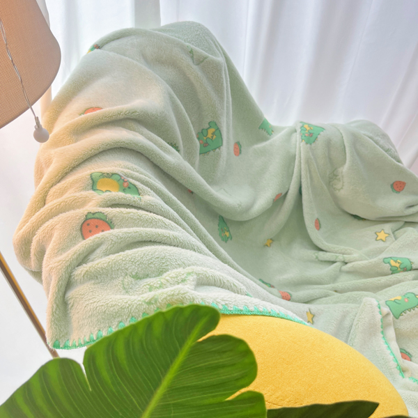 91家纺网 家纺一手货源 找家纺 大米家居 2023新款云朵绒多功能毛毯 恐龙世界