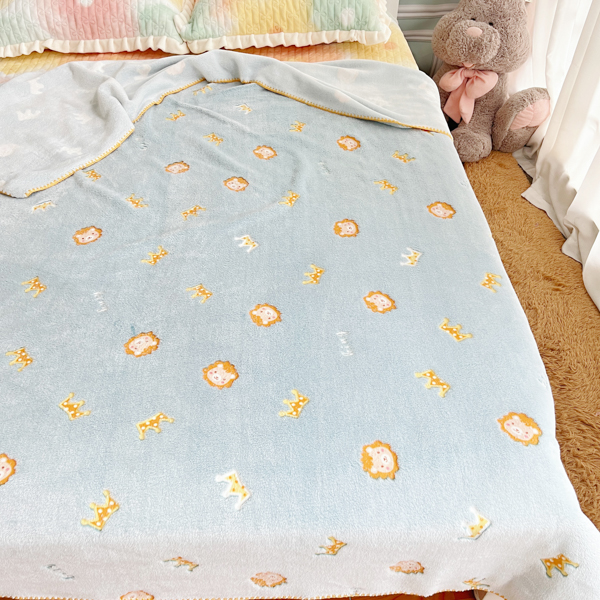 91家纺网 家纺一手货源 找家纺 大米家居 2023新款云朵绒多功能毛毯 小萌狮