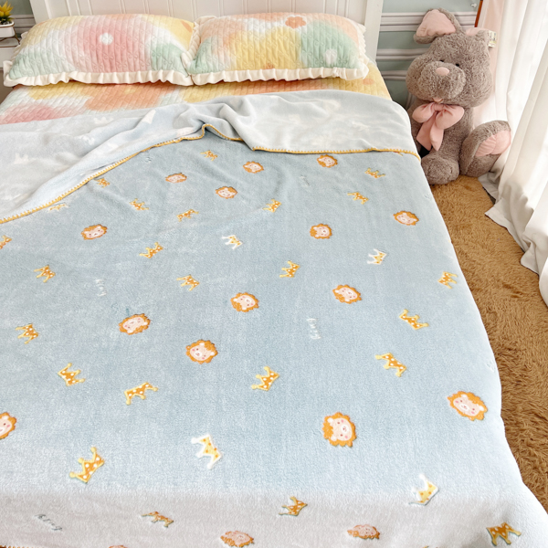 91家纺网 家纺一手货源 找家纺 大米家居 2023新款云朵绒多功能毛毯 小萌狮