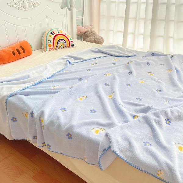 91家纺网 家纺一手货源 找家纺 大米家居 2023新款云朵绒多功能毛毯 雪地鸭