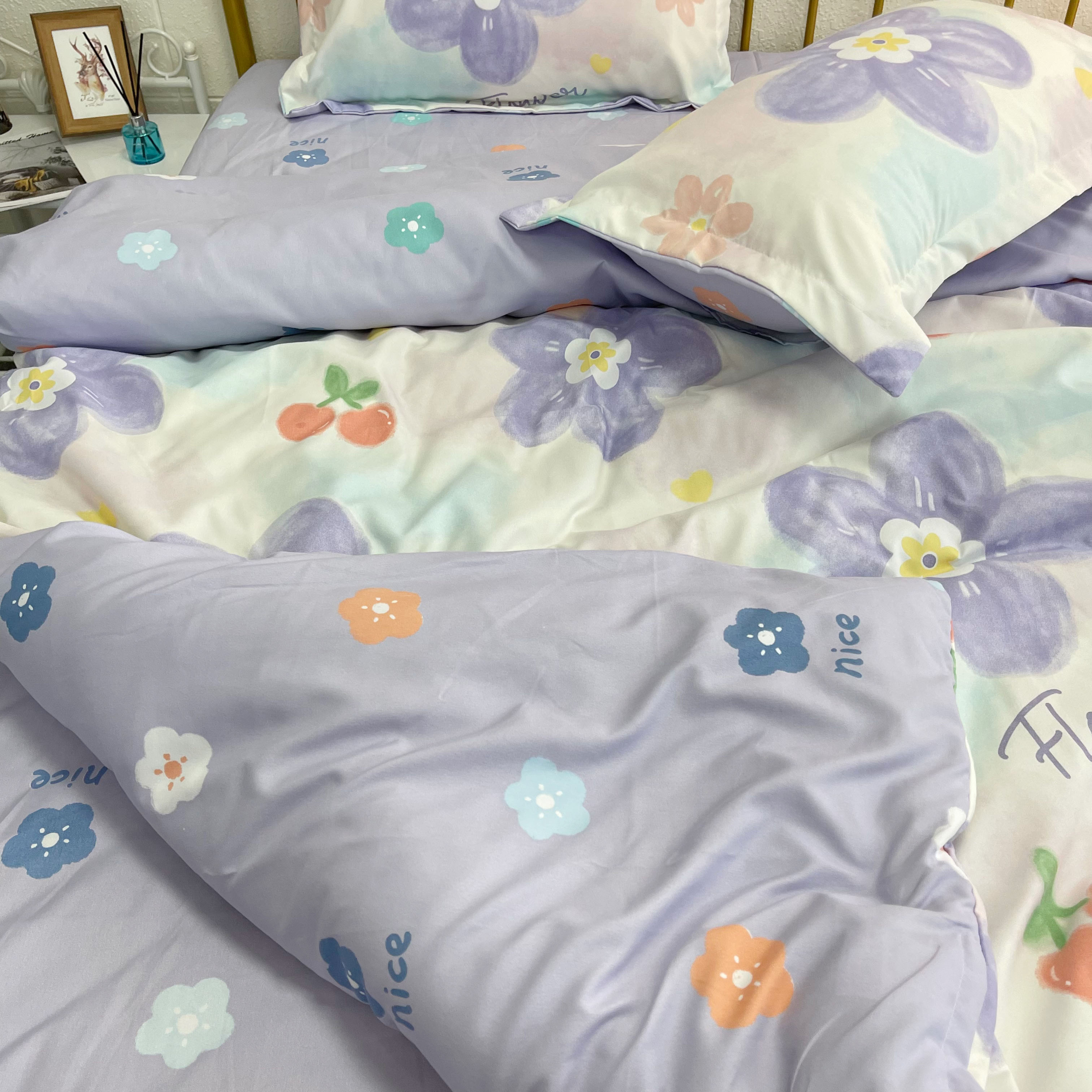 91家纺网 家纺一手货源 找家纺 艾橙2022秋冬新款140g植物羊绒磨毛四件套系列 蜜恋花