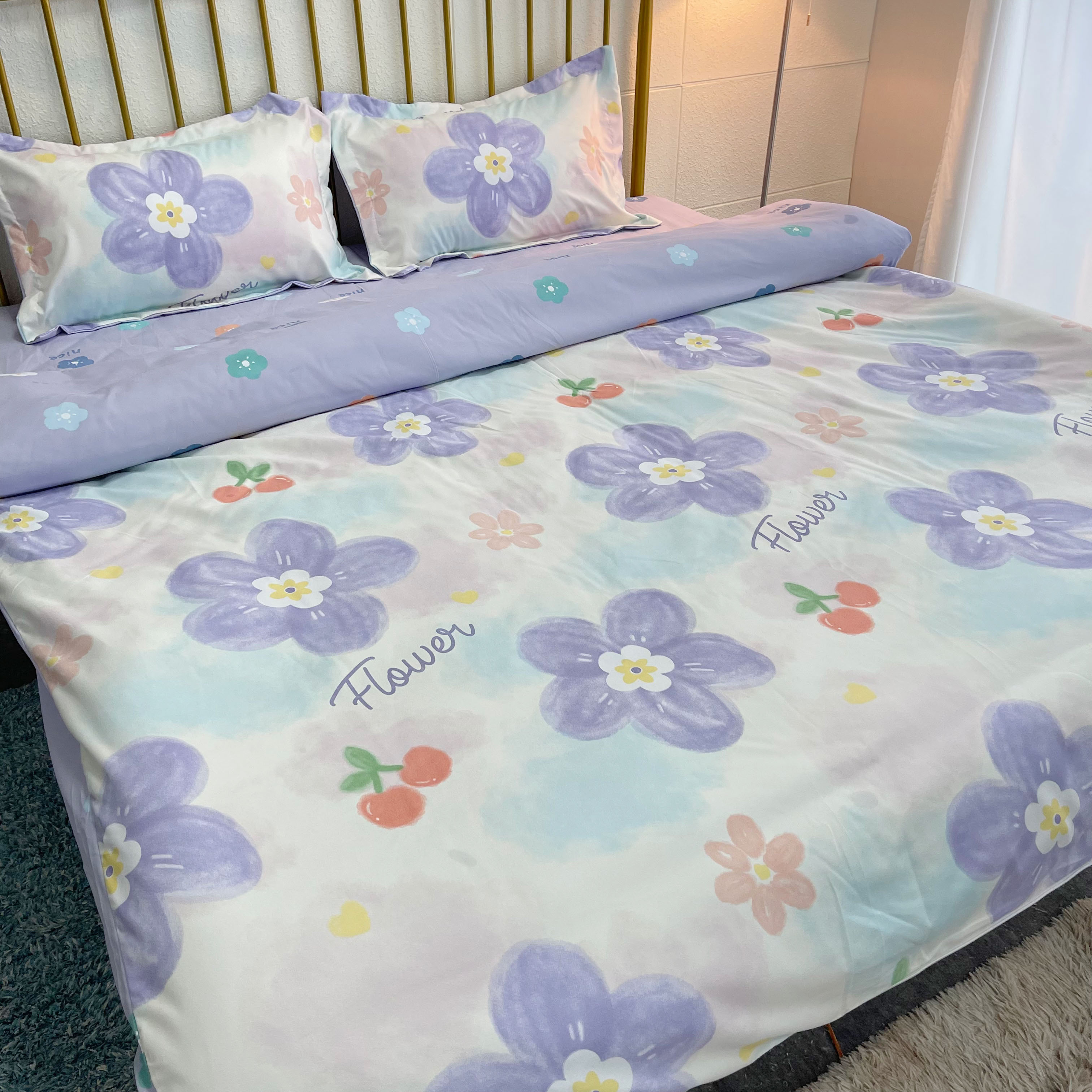 91家纺网 家纺一手货源 找家纺 艾橙2022秋冬新款140g植物羊绒磨毛四件套系列 蜜恋花