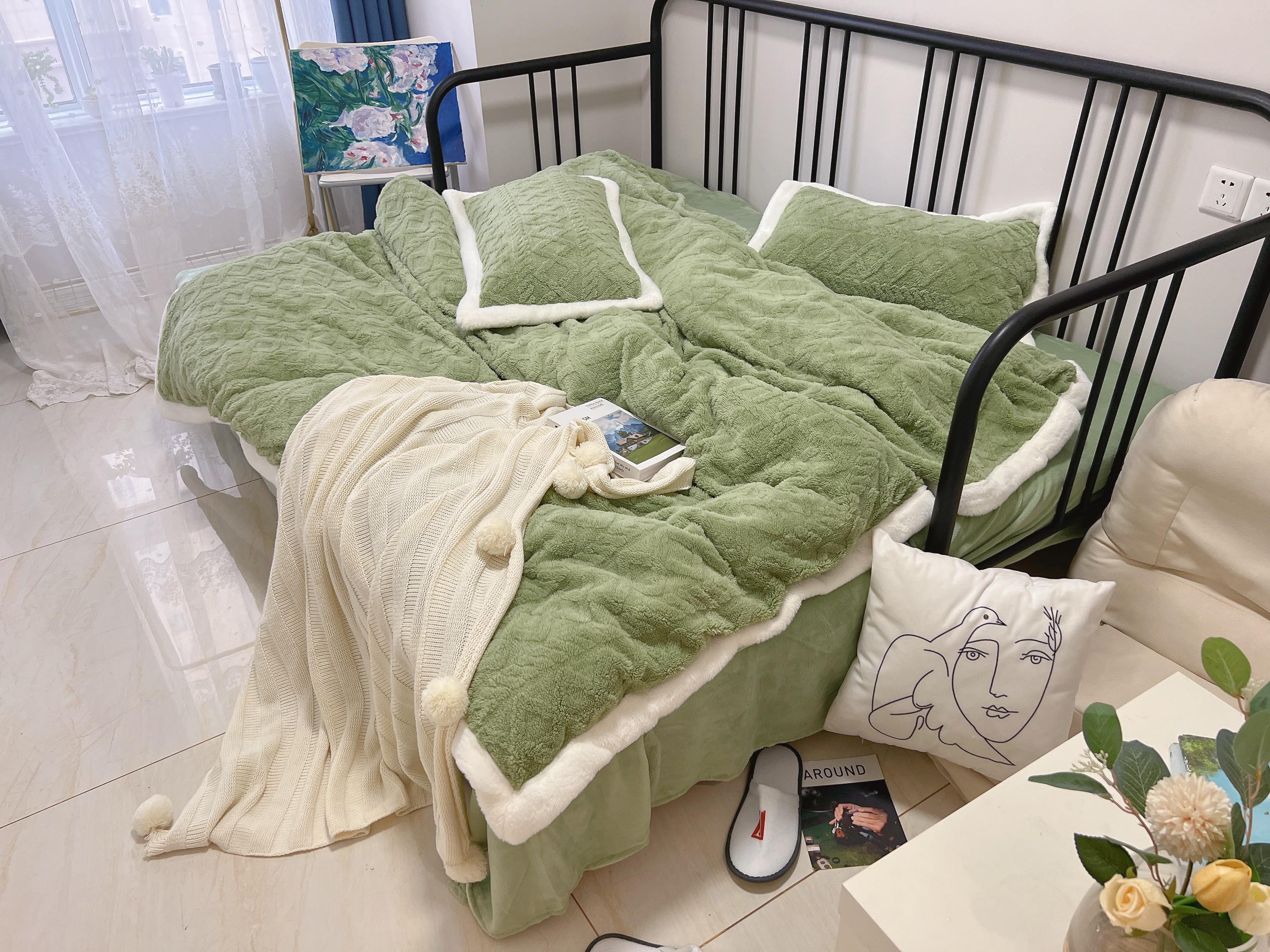 91家纺网 家纺一手货源 找家纺 潮邦 2025【含买家秀】塔芙绒牛奶绒轻奢保暖四件套 塔芙绿