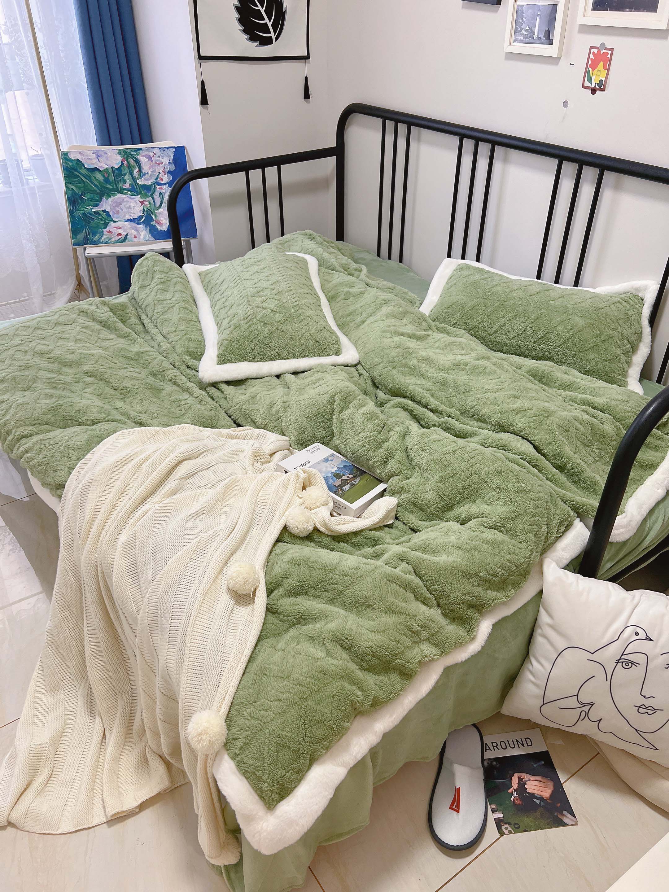 91家纺网 家纺一手货源 找家纺 潮邦 2025【含买家秀】塔芙绒牛奶绒轻奢保暖四件套 塔芙绿