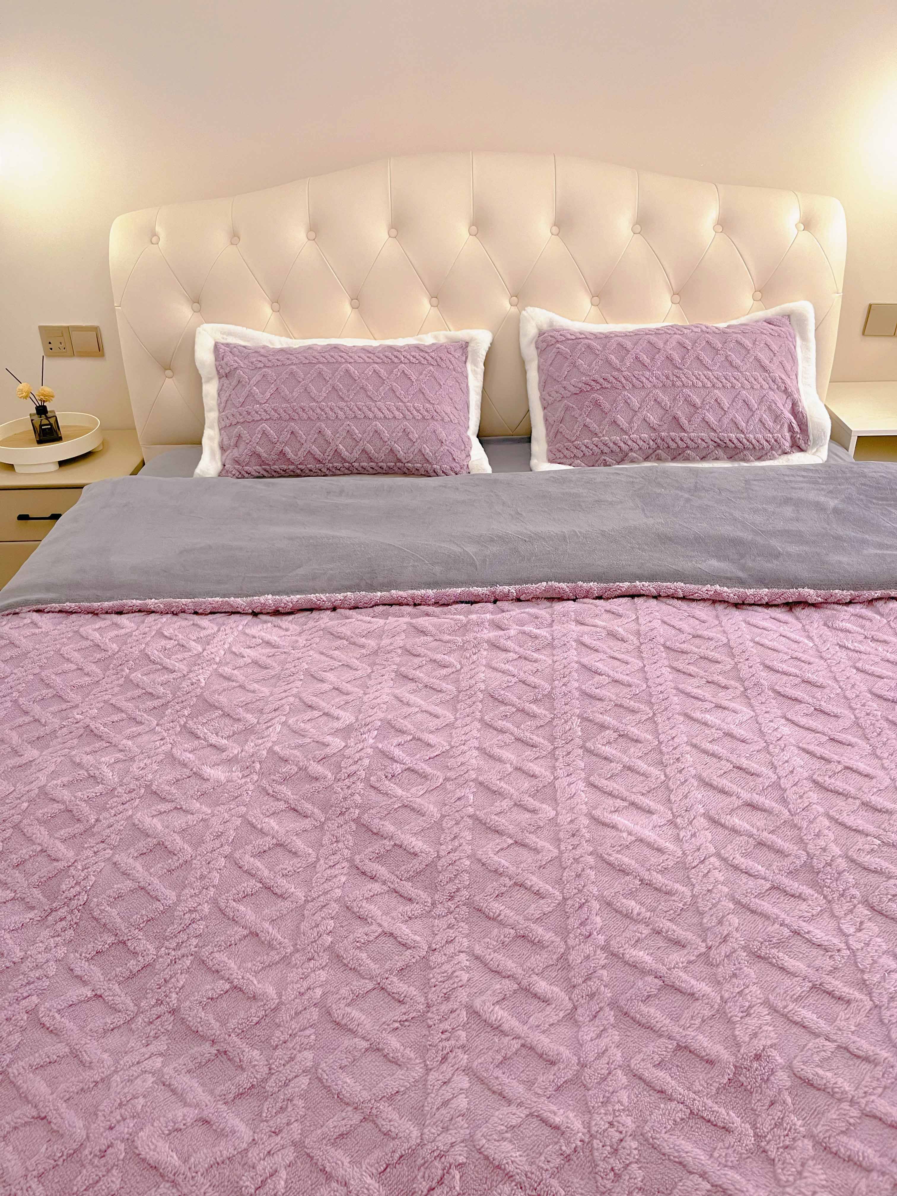 91家纺网 家纺一手货源 找家纺 潮邦2025【含买家秀】塔芙绒牛奶绒轻奢保暖四件套 塔芙紫