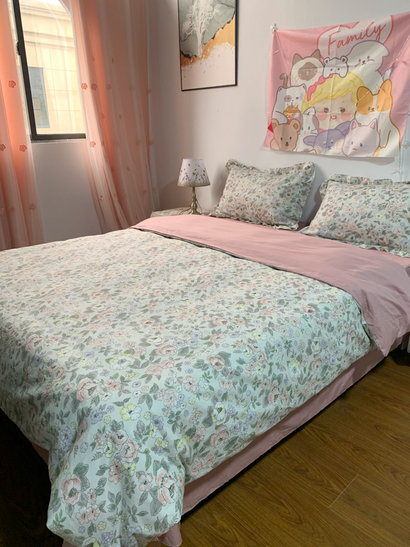 91家纺网 家纺一手货源 找家纺 潮邦 2025新款全棉韩式复古风四件套系列 优雅花香