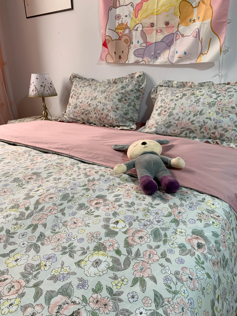 91家纺网 家纺一手货源 找家纺 潮邦 2025新款全棉韩式复古风四件套系列 优雅花香