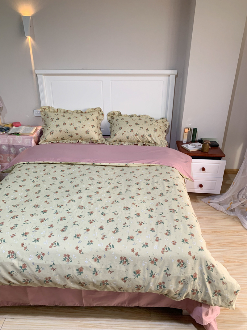 91家纺网 家纺一手货源 找家纺 潮邦 2025新款全棉韩式复古风四件套系列 花悦