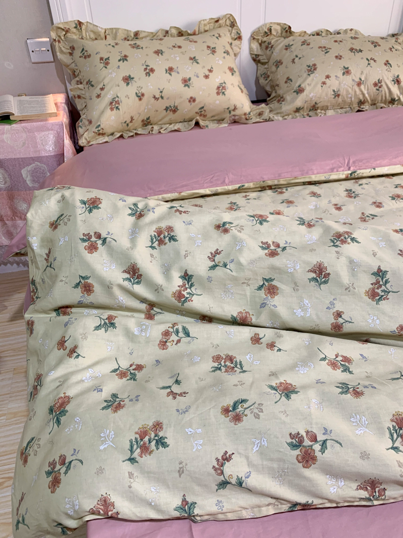 91家纺网 家纺一手货源 找家纺 潮邦 2025新款全棉韩式复古风四件套系列 花悦