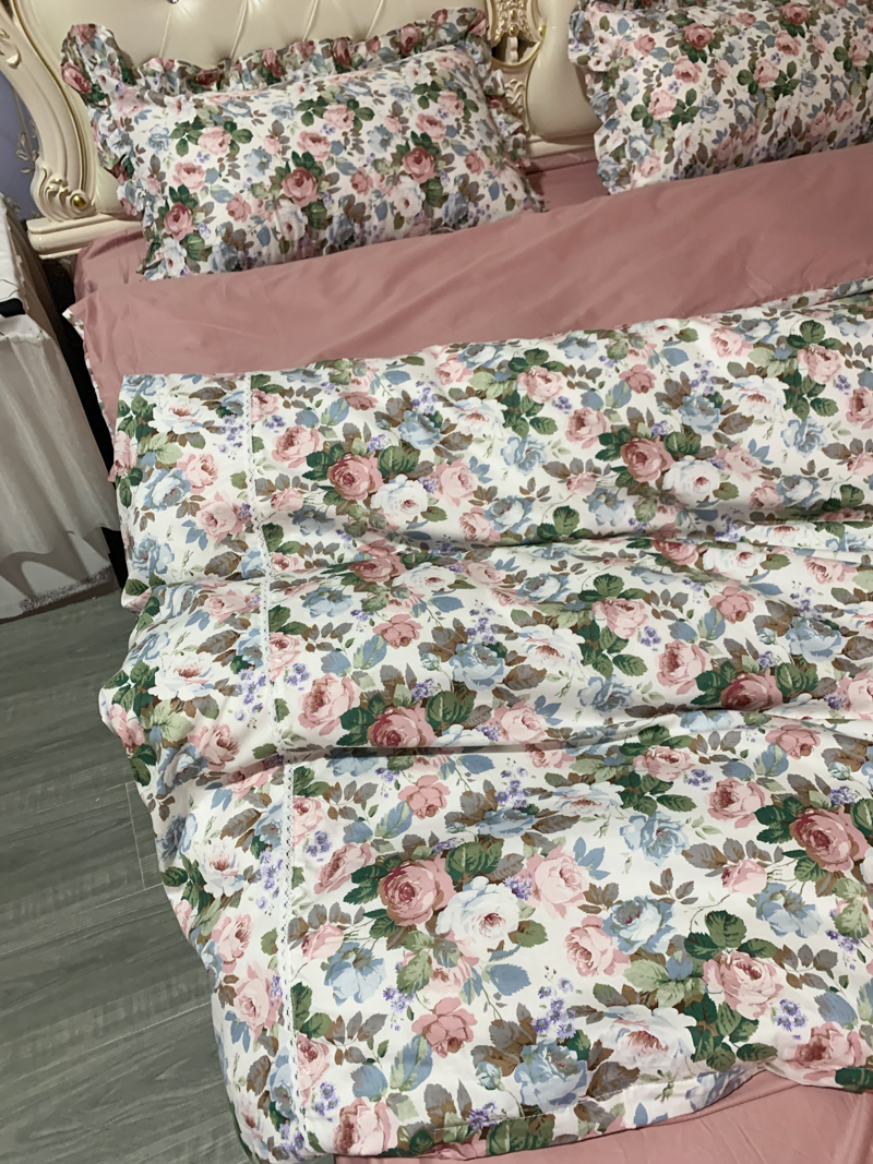 91家纺网 家纺一手货源 找家纺 潮邦 2025新款全棉韩式复古风四件套系列 香雪兰