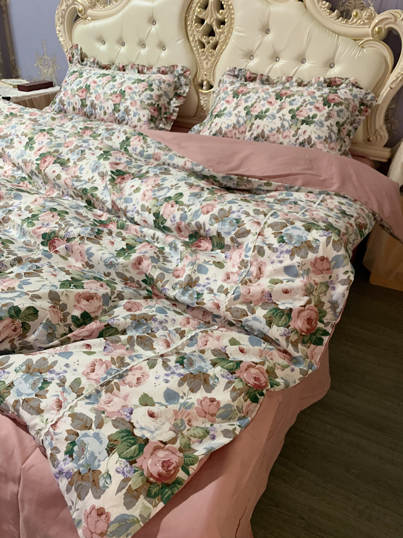 91家纺网 家纺一手货源 找家纺 潮邦 2025新款全棉韩式复古风四件套系列 香雪兰