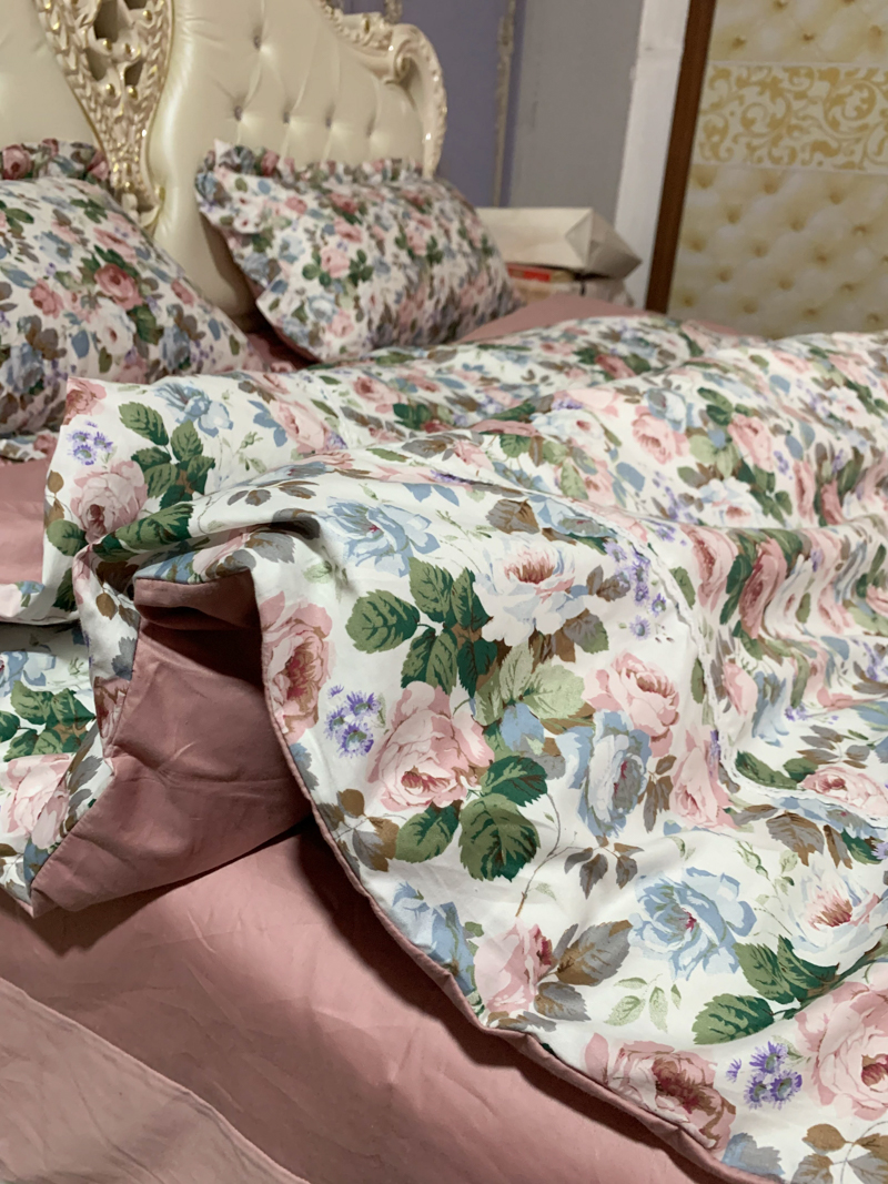 91家纺网 家纺一手货源 找家纺 潮邦 2025新款全棉韩式复古风四件套系列 香雪兰