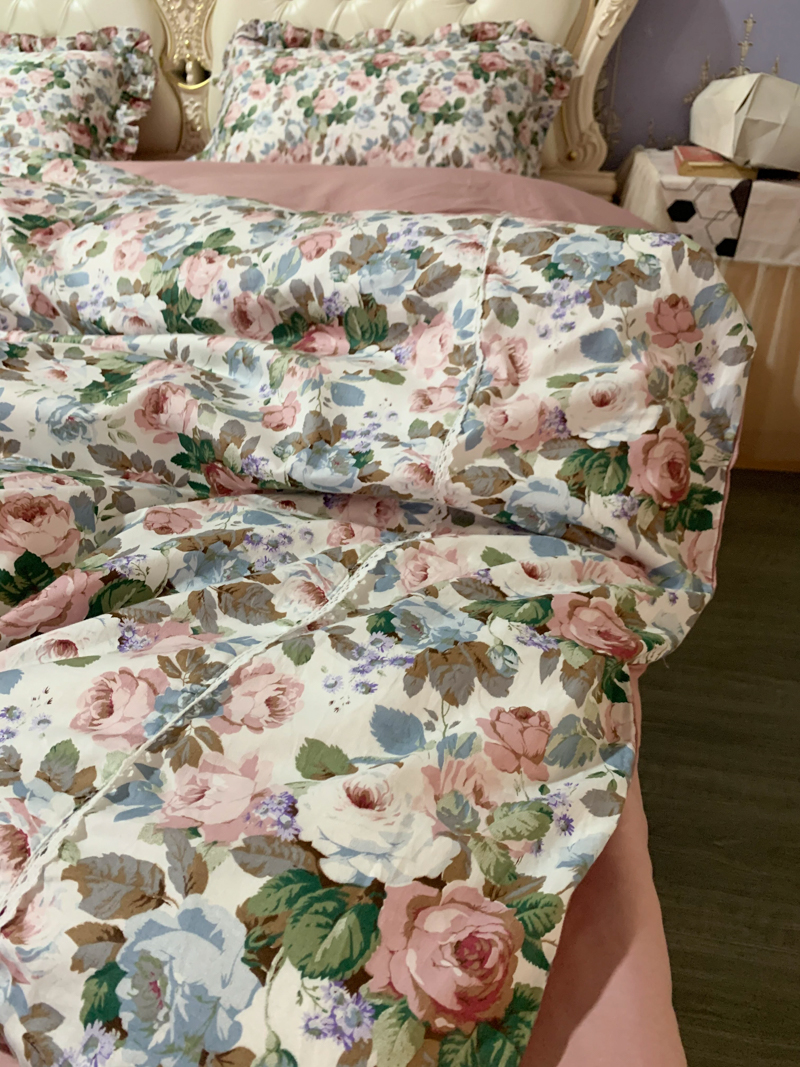 91家纺网 家纺一手货源 找家纺 潮邦 2025新款全棉韩式复古风四件套系列 香雪兰