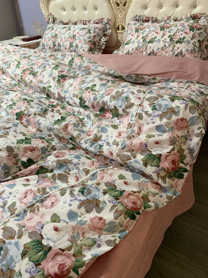 91家纺网 家纺一手货源 找家纺 潮邦 2025新款全棉韩式复古风四件套系列 香雪兰