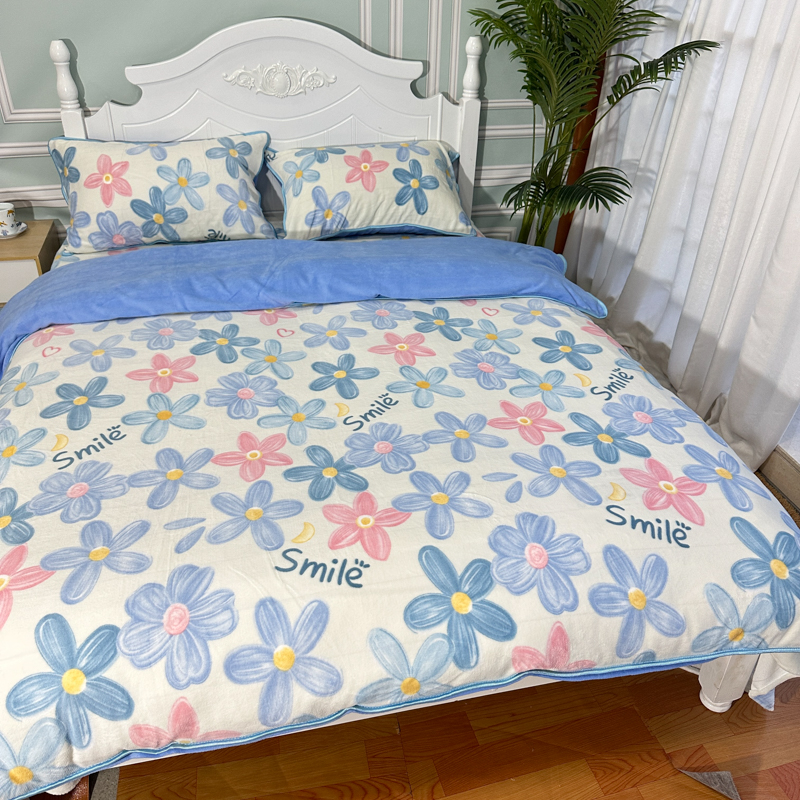 91家纺网 家纺一手货源 找家纺 金鑫汇 2022新款牛奶绒四件套系列 情人恰恰