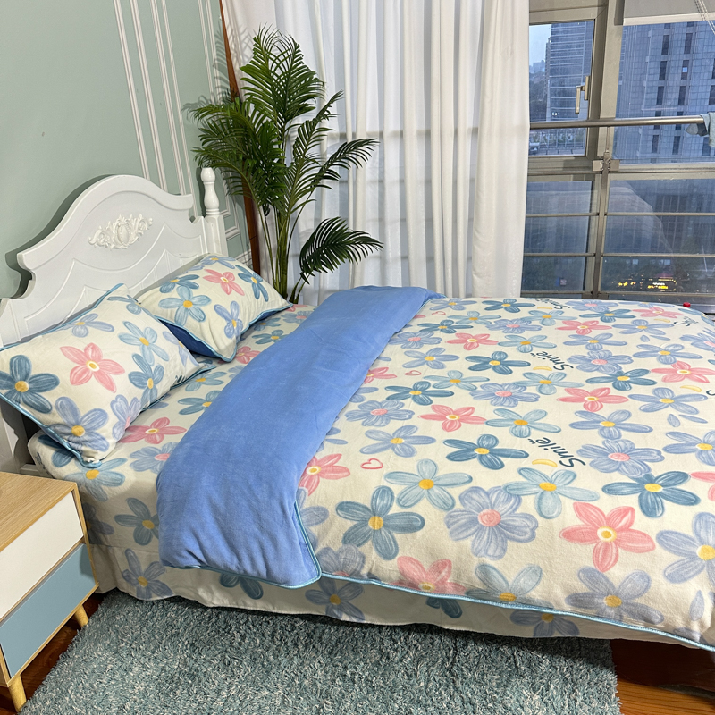 91家纺网 家纺一手货源 找家纺 金鑫汇 2022新款牛奶绒四件套系列 情人恰恰