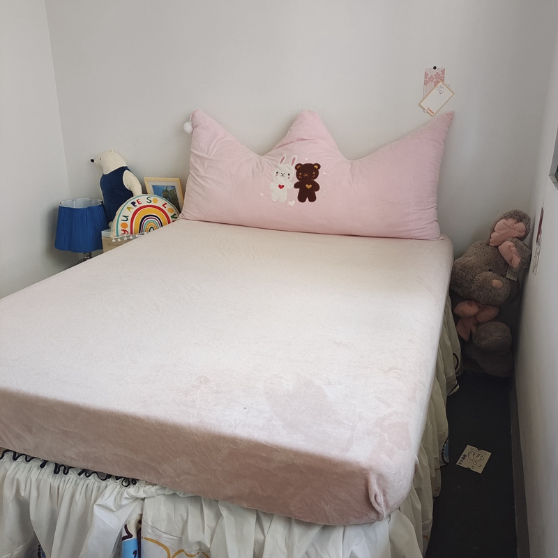 91家纺网 家纺一手货源 找家纺 好阁 2022新款200g牛奶绒单品床笠 湘妃粉