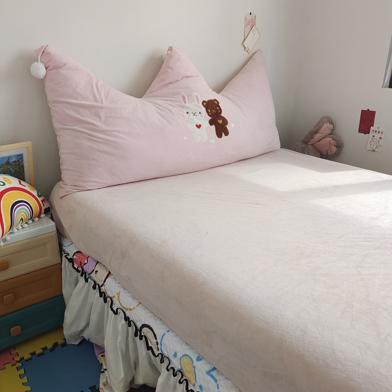 91家纺网 家纺一手货源 找家纺 好阁 2022新款200g牛奶绒单品床笠 湘妃粉