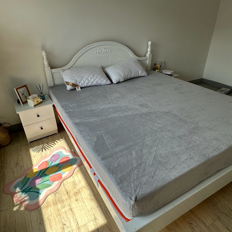 91家纺网 家纺一手货源 找家纺 好阁 2022新款200g牛奶绒单品床笠 冰川灰