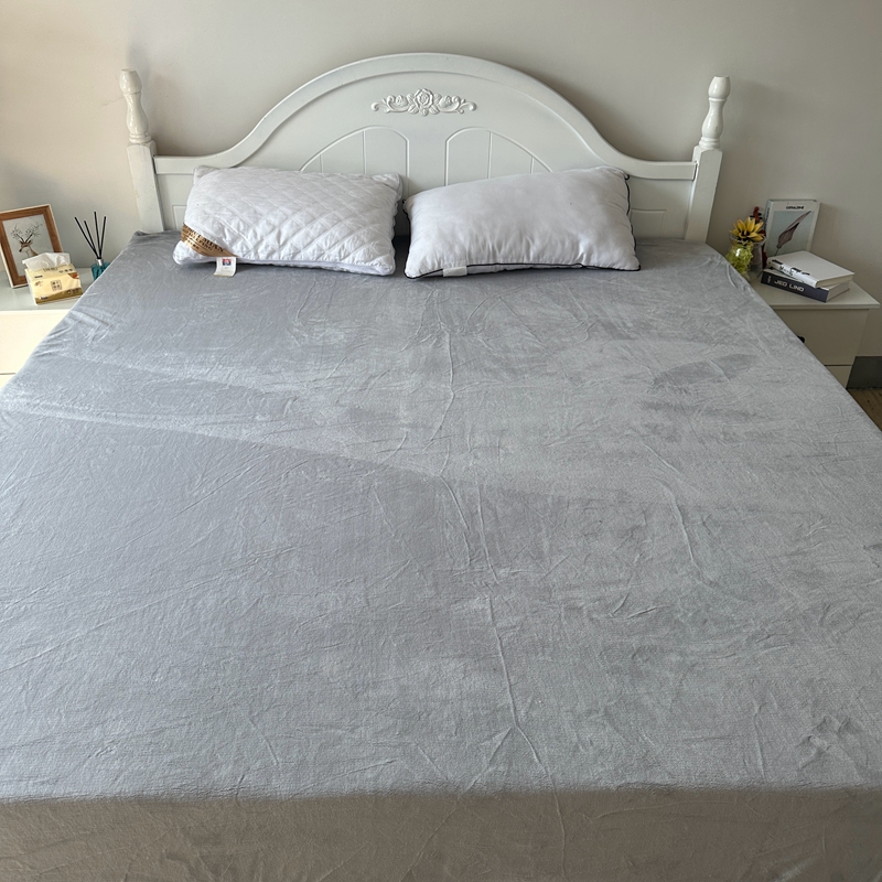 91家纺网 家纺一手货源 找家纺 好阁 2022新款200g牛奶绒单品床笠 冰川灰