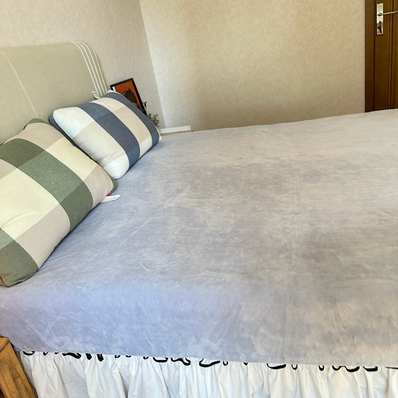 91家纺网 家纺一手货源 找家纺 好阁 2022新款200g牛奶绒单品床笠 冰川蓝